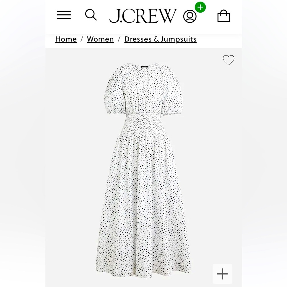 JCrew Puff-sleeve smocked-waist midi dress in dot